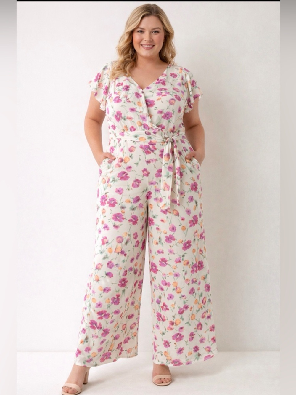 Danny & Nicole Fully Lined Jumpsuit , Wide Leg , Floral print  Size 18W NWT